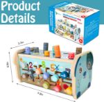 KIDWILL LAND Wooden Hammering Pounding Toy, Pounding Bench, Number Sorting Maze, Xylophone Musical Toy